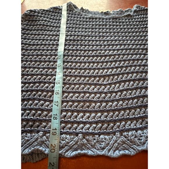 American Eagle Ballet Sweater XL Blue Knit Scallop Hem Real Soft - Picture 6 of 10